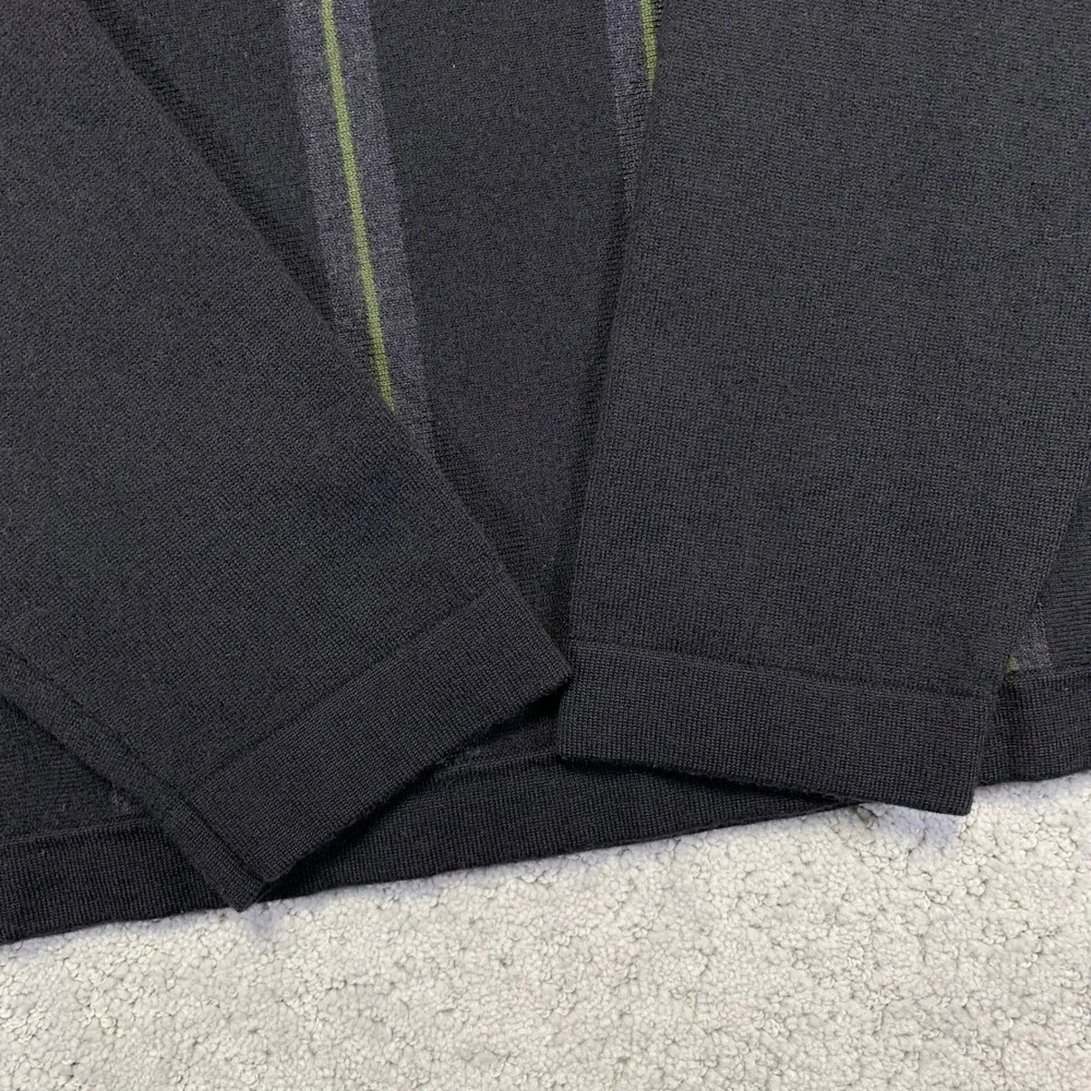 VINTAGE Banana Republic Sweater Mens L Black Striped‎ V-Neck Stretch Merino Wool